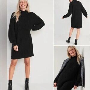Long-Sleeve Relaxed Mock-Neck Mini Sweater Shift Dress XXL NWT, Minimalist Chic